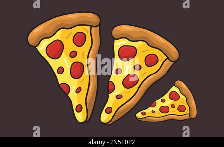 Käse-Pizza-Scheiben Isolierte Vektor-Illustration Stock Vektor