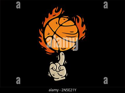 Illustration eines sich drehenden Basketballspiels auf der Hand Stock Vektor