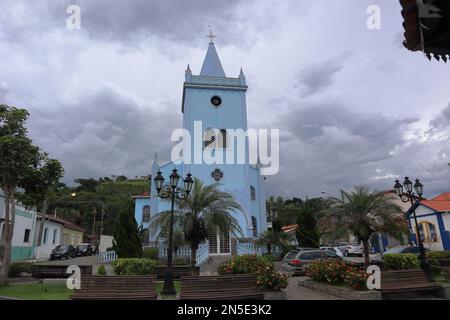 Silveiras, SP, Brasilien. 9. Februar 2023. Silveiras Hauptkirchengebäude Stockfoto