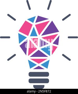 Logo für kreatives Denken. Mehreckige Farblampe Stock Vektor