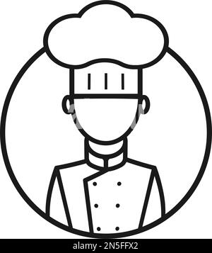 Koch mit Kochhut. Logo, Avatar Chef Symbol. Vektordarstellung des Umrissstils Stock Vektor