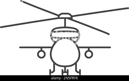 Militärisches Hubschrauberliniensymbol. Vorderansicht des Rotorflugzeugs Stock Vektor
