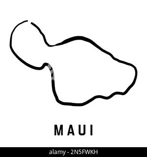 Maui-Inselkarte von Hawaii. Einfacher Umriss. Vektor handgezeichnete vereinfachte Stilkarte. Stock Vektor