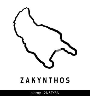 Zakynthos (Zante) Inselkarte in Griechenland. Einfacher Umriss. Vektor handgezeichnete vereinfachte Stilkarte. Stock Vektor