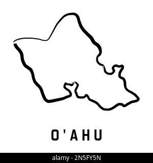 O'ahu-Inselkarte von Hawaii. Einfacher Umriss. Vektor handgezeichnete vereinfachte Stilkarte. Stock Vektor