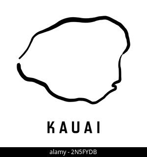 Landkarte von Hawaii auf Kauai. Einfacher Umriss. Vektor handgezeichnete vereinfachte Stilkarte. Stock Vektor