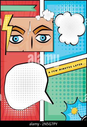 Farbiges Comic-Deckblatt mit Comic-Sprechblasen-Vektor Stock Vektor