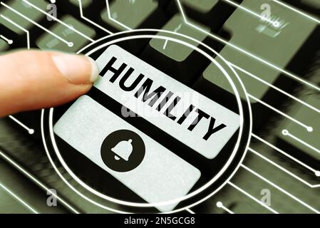 Konzeptionelle Bildunterschrift Demut. Geschäftsübersicht Bescheidenheit ist eine Tugend, sich nicht übermäßig überlegen zu fühlen Stockfoto