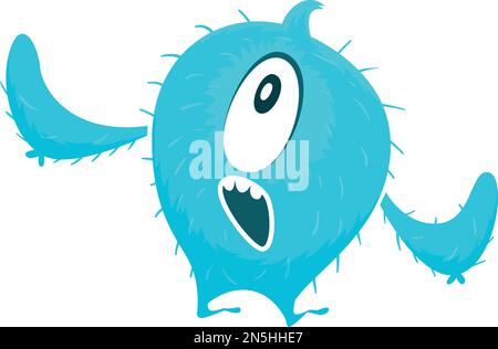 Scared one eye monster. Fluffy creature. Cartoon character Stock Vektor