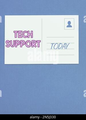 Technischer Support für handgeschriebenen Text. Wort für die Unterstützung von Personen, die technische Probleme haben Stockfoto