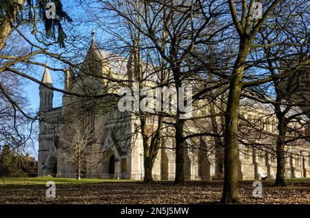 St. Albans Cathedral, auch bekannt als St. Albans Abbey 2023. Februar Stockfoto