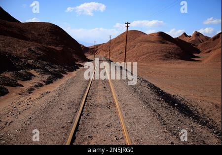 Die alte Eisenbahn von Tolar Grande im Puna Argentina Stockfoto