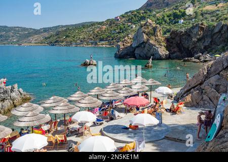 Kalura Strand in Cefalù, Sizilien Stockfoto