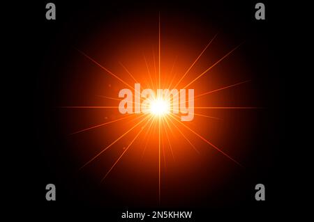 Orangefarbene Sternenbeleuchtung auf schwarzem Hintergrund Stockfoto