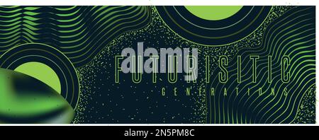 Futuristische Generationen Neon Banner Design Marineblau Linien Hintergrund Gradient Celebration Webdesign Box Banner Zeichenvorlage Grafikdesign Vektor Stock Vektor