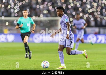 Rabat, Marokko. 08. Februar 2023. Prince Moulay Abdellah Stadium Vini Jr von Real Madrid während eines Spiels zwischen Al Ahly und Real Madrid, gültig für das Halbfinale der FIFA Club Weltmeisterschaft 2022, das im Prince Moulay Abdellah Stadium in Rabat, Marokko stattfindet (Richard Callis/SPP). Kredit: SPP Sport Press Photo. Alamy Live News Stockfoto