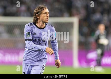 Rabat, Marokko. 08. Februar 2023. Prince Moulay Abdellah Stadium Luka Modric von Real Madrid während eines Spiels zwischen Al Ahly und Real Madrid, gültig für das Halbfinale der FIFA Club Weltmeisterschaft 2022, das im Prince Moulay Abdellah Stadium in Rabat, Marokko stattfindet (Richard Callis/SPP). Kredit: SPP Sport Press Photo. Alamy Live News Stockfoto