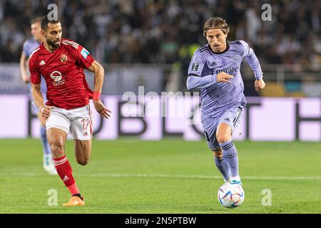 Rabat, Marokko. 08. Februar 2023. Prince Moulay Abdellah Stadium Luka Modric von Real Madrid während eines Spiels zwischen Al Ahly und Real Madrid, gültig für das Halbfinale der FIFA Club Weltmeisterschaft 2022, das im Prince Moulay Abdellah Stadium in Rabat, Marokko stattfindet (Richard Callis/SPP). Kredit: SPP Sport Press Photo. Alamy Live News Stockfoto