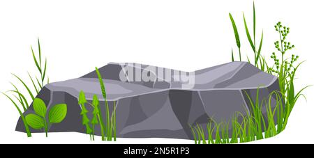 Steinfangmulde. Grünes Gras für die Wildlandschaft Stock Vektor