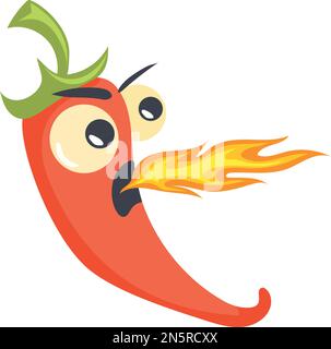 Wütendes, heißes Pfeffermaskottchen. Lustiges Cartoon-Chili isoliert auf weißem Hintergrund Stock Vektor