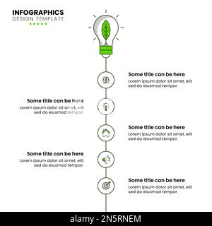 Infografik-Vorlage mit Symbolen und 5 Optionen oder Schritten. Grüne Energie. Kann für Workflow-Layout, Diagramm, Banner, webdesign verwendet werden. Vektordarstellung Stock Vektor