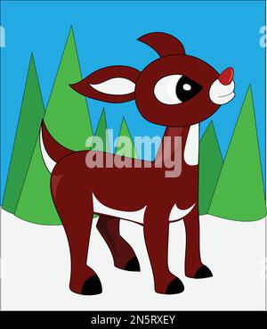 Jump Cartoon Rentier Weihnachtsvektor-Illustration Stock Vektor