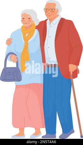 Alter Mann und Frau zusammen. Glückliches Seniorenpaar isoliert auf weißem Hintergrund Stock Vektor