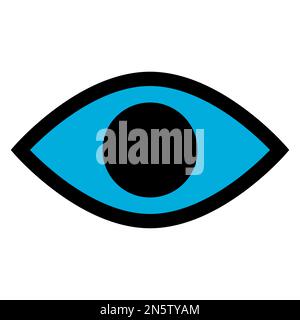 Linie mit Augensymbol isoliert auf weißem Hintergrund. Schwarzer, flacher Klassiker mit modernem Umriss. Lineares Symbol und bearbeitbare Kontur. Einfach und pixelgenau Stock Vektor