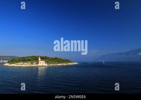 Leuchtturm in Sucuraj auf der Insel Hvar, Kroatien Stockfoto