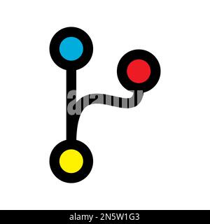 Symbollinie der Git-Verzweigung isoliert auf weißem Hintergrund. Schwarzer, flacher Klassiker mit modernem Umriss. Lineares Symbol und bearbeitbare Kontur. Einfach und Pixel p Stock Vektor