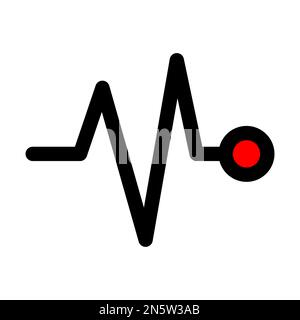 Puls-Symbollinie isoliert auf weißem Hintergrund. Schwarzer, flacher Klassiker mit modernem Umriss. Lineares Symbol und bearbeitbare Kontur. Einfach und pixelgenau Stock Vektor