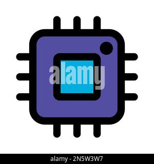 Symbollinie des Hardware-Chips isoliert auf weißem Hintergrund. Schwarzer, flacher Klassiker mit modernem Umriss. Lineares Symbol und bearbeitbare Kontur. Einfach und pixelig Stock Vektor