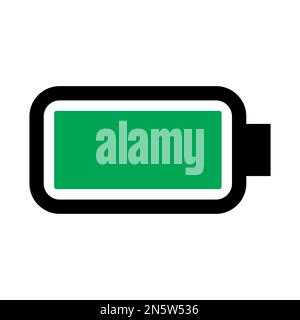 Symbolzeile „Akku voll“ isoliert auf weißem Hintergrund. Schwarzer, flacher Klassiker mit modernem Umriss. Lineares Symbol und bearbeitbare Kontur. Einfach und Pixel Stock Vektor