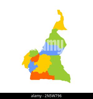Kamerun politische Karte der Verwaltungsabteilungen - Regionen. Leere farbige Vektorkarte. Stock Vektor