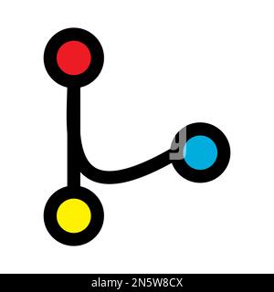 Symbollinie für Git-Zusammenführung isoliert auf weißem Hintergrund. Schwarzer, flacher Klassiker mit modernem Umriss. Lineares Symbol und bearbeitbare Kontur. Einfach und Pixel pe Stock Vektor