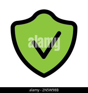 Abschirmung mit Häkchen-Symbollinie isoliert auf weißem Hintergrund. Schwarzer, flacher Klassiker mit modernem Umriss. Lineares Symbol und bearbeitbare Kontur. Ganz Einfach Stock Vektor