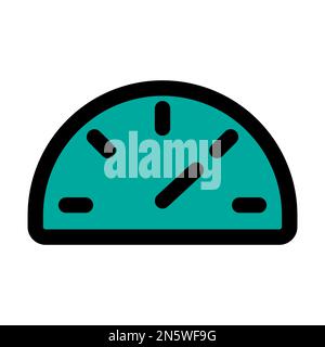Linie des Tachometersymbols auf weißem Hintergrund isoliert. Schwarzer, flacher Klassiker mit modernem Umriss. Lineares Symbol und bearbeitbare Kontur. Einfach und Pixel Stock Vektor