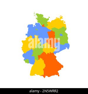 Die deutsche politische Karte der Verwaltungsabteilungen - Bundesländer. Leere farbige Vektorkarte. Stock Vektor