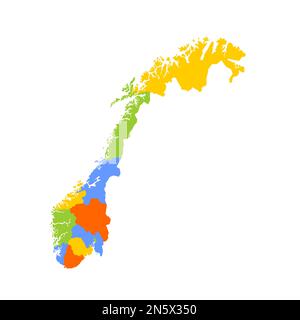 Norwegische politische Karte der Verwaltungsabteilungen - Bezirke und autonome Stadt Oslo. Leere farbige Vektorkarte. Stock Vektor