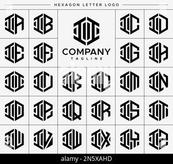 Modernes Vektorset mit sechseckigem I-Buchstaben-Design. Sechseckiges II I-Logo. Stock Vektor