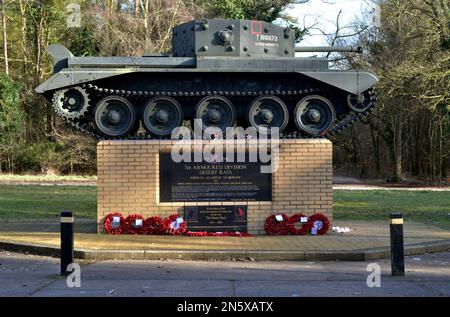 Denkmal für 7. Panzerdivision Wüstenratten thetford Wald thetford norfolk england Stockfoto