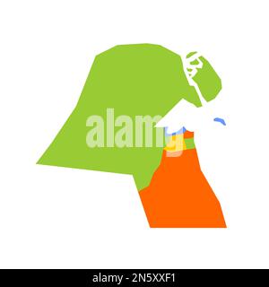 Politische Karte der Verwaltungseinheiten Kuwait - Gouverneure. Leere farbige Vektorkarte. Stock Vektor