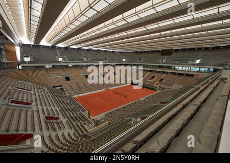 Hauptgericht Philippe Chatrier in Roland Garros, Paris Stockfoto