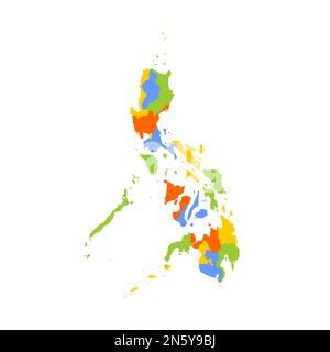 Philippinische politische Karte der Verwaltungsabteilungen - Regionen. Leere farbige Vektorkarte. Stock Vektor