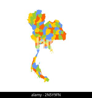 Thailändische politische Karte der Verwaltungsabteilungen - Provinzen. Leere farbige Vektorkarte. Stock Vektor