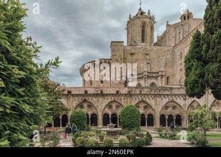 Kathedrale Basilika Metropolitan und Primate von Santa Tecla die größte in Katalonien im frühen gotischen Stil in der Stadt Tarragona, Katalonien, Spanien, Stockfoto