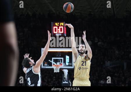 Bologna, Italien. 09. Februar 2023. Alex Abrines (FC Barcelona) während des Euroleague Basketball-Meisterschaftsspiels Segafredo Virtus Bologna gegen FC Barcelona - Bologna, Italien, 09. Februar 2023 in der Segafredo Arena Credit: Independent Photo Agency/Alamy Live News Stockfoto