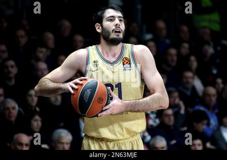 Bologna, Italien. 09. Februar 2023. Alex Abrines (FC Barcelona) während des Euroleague Basketball-Meisterschaftsspiels Segafredo Virtus Bologna gegen FC Barcelona - Bologna, Italien, 09. Februar 2023 in der Segafredo Arena Credit: Independent Photo Agency/Alamy Live News Stockfoto