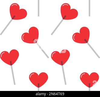 Vektornahtloses Muster flacher, herziger Lutscher-Bonbons, isoliert auf weißem Hintergrund Stock Vektor