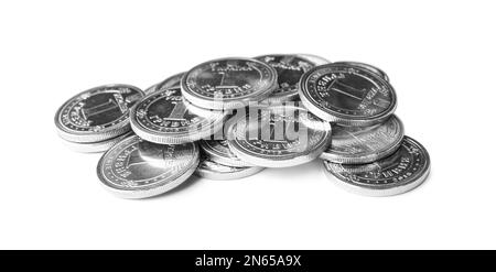Ukrainische Münzen, isoliert auf Weiß. Landeswährung Stockfoto